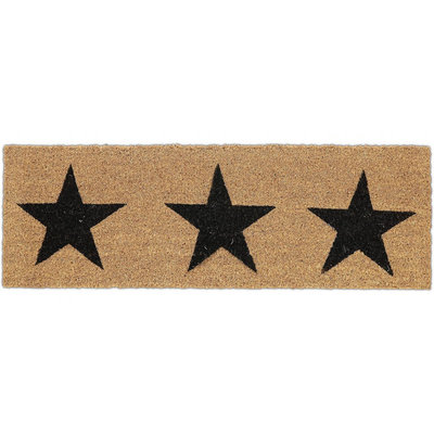 印度进口手工椰棕地垫简约现代入户门五角星长条除尘蹭土脚垫定制