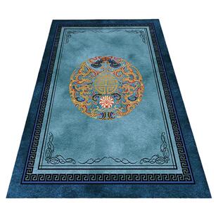 红地毯客厅卧室新中式复古地垫民宿床尾毯茶桌地垫书房直播间蓝色