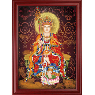 地藏王菩萨画像摆件结缘佛像挂画坐像藏地王菩萨家居客厅装饰画挂