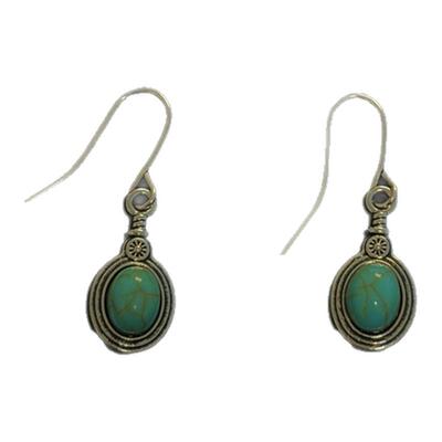 Sage Vintage古着 Natural Turquoise复古绿松石耳饰古著配饰