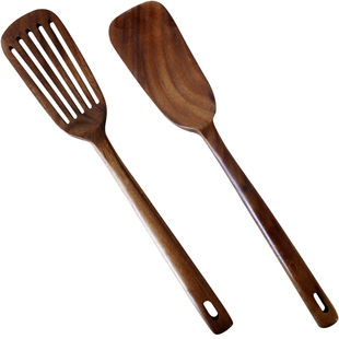日式木铲漏铲不粘锅专用家用耐高温柚木长柄炒菜烙饼铲子木质锅铲
