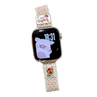 【细款】适用iwatchS11苹果手表表带10小熊编织磁吸扣表链applewatch9透气SE可爱腕带8女款ultra创意小众高级