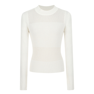 MosesQueen魔西女王半高领缕空针织打底衫女秋冬内搭毛衣长袖上衣