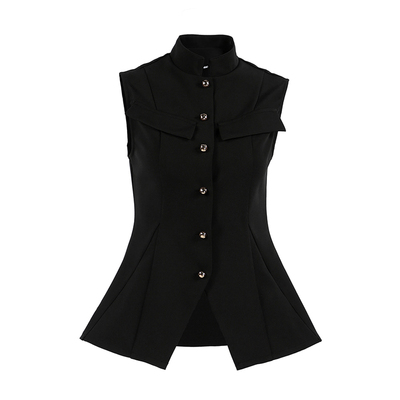 女士上衣高领无袖马甲复古百搭