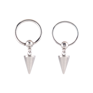 新钛钢穿刺饰品欧美卡球防过敏防过敏BCR吊坠pa尖锥葫芦铃铛耳环