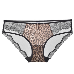 3件129|商场同款MYBODY内裤女性感豹纹蕾丝网纱底裤中低腰三角裤