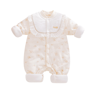 秋冬季婴儿棉衣加厚连体衣女宝宝纯棉哈衣夹棉服外出服连身衣2025