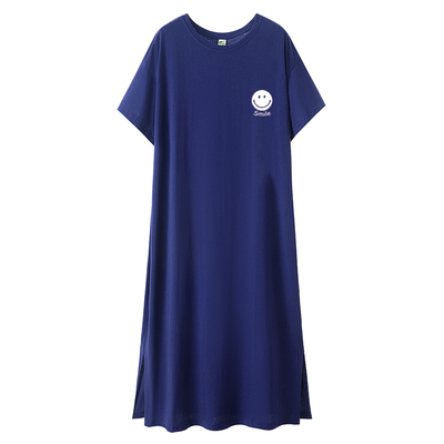 纯棉超大码300斤宽松过膝连衣裙T