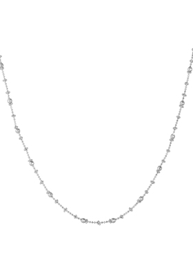 AHCHOO 静奢S925纯银碎冰冰车花项链玉石吊坠配链素链锁骨链颈链