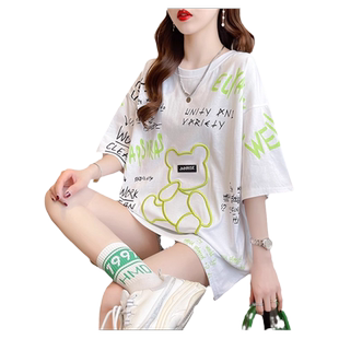 短袖t恤女夏季韩版设计感小众宽松时尚大码中长款设计感休闲上衣