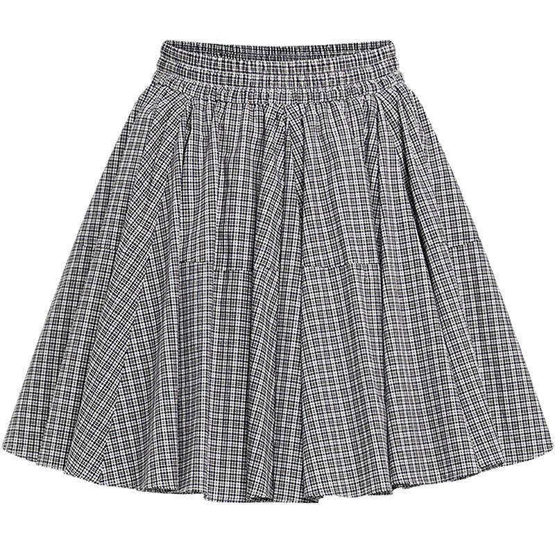 KBNE蓝色短裙女蓬蓬裙格纹半身裙2026夏季新款小个子气质格子半裙