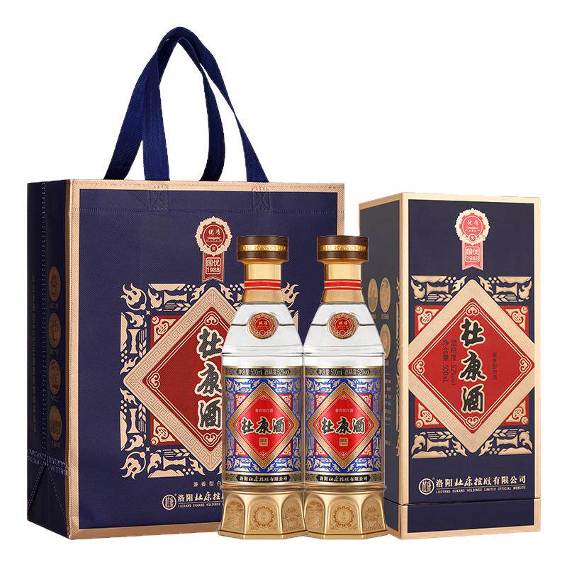 杜康国优1988白酒兼香型52度500mL*2瓶手提礼袋装纯粮食酒送礼