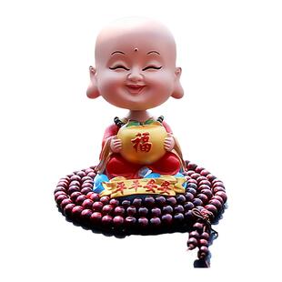 淡定平安汽车摆件摇头树脂小和尚公仔车饰用品平安车载可爱装饰品