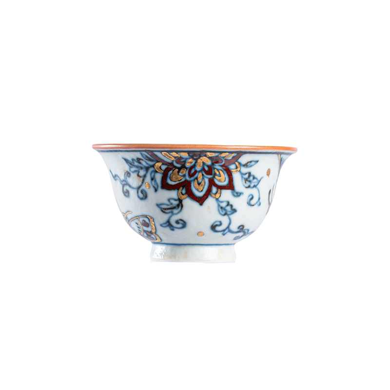 六月集青花红料描金蝶恋花小压手