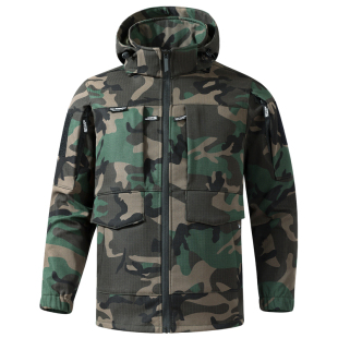 816冬季加绒战术迷彩服套装男女户外保暖防风防泼水耐磨工作锁温