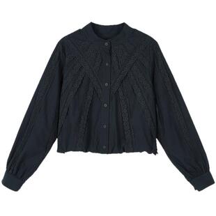 MOUSSY 2026夏季新品甜酷风蕾丝拼接短款立领衬衫女028JSA30-1063