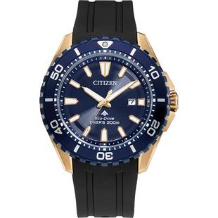 西铁城官方旗舰店光动能夜光专业潜水运动橡胶带男士手表BN0196