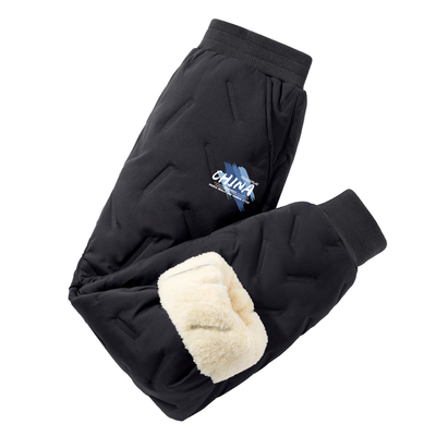 真维斯童装男童加绒裤子男孩冬季加厚黑色保暖棉裤儿童一体绒长裤