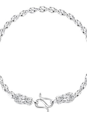 999纯银双龙戏珠男士手链