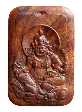 黄花梨木雕黄财神吊坠