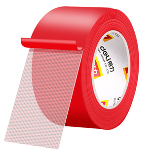 得力春联无痕网格双面布基胶带不留痕对联无痕贴高粘度红色胶固定贴地毯防水透明婚房布置耐高温地垫革免打孔