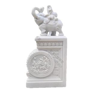 精品石雕门墩抱鼓石一对汉白玉大象石鼓麒麟庭院仿古貔貅门当摆件