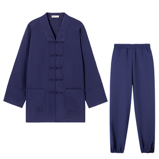 对襟三宝领道士装武当亚麻居士三清领服装三台领小道领短袖夏中褂