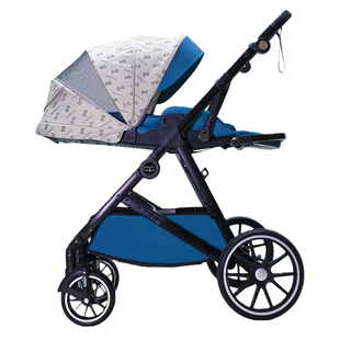 高景观新生儿溜娃神器可坐可躺一键折叠减震双向推行婴儿手推车