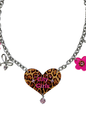 SEN WUNG【野性甜心】豹纹爱心项链甜酷吊坠锁骨链CHiC治愈绿色
