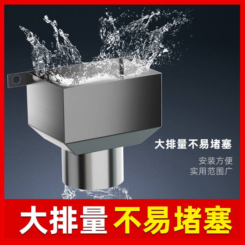 雨水漏斗pvc下水管件塑料接方型排水管110160水75斗配件不锈钢