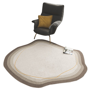 不规则圆形地毯卧室客厅轻奢衣帽间异形电脑椅地垫圆型毛绒撸猫感