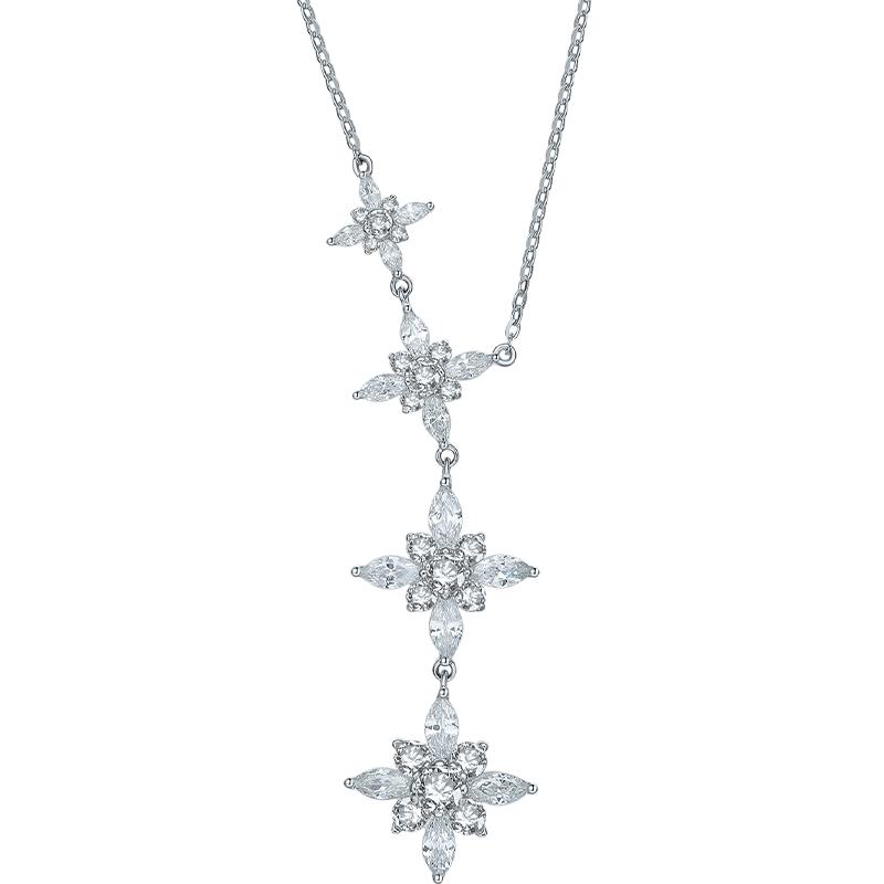 周六福项链女S925银颈饰Y字链时尚送女友圣诞礼物