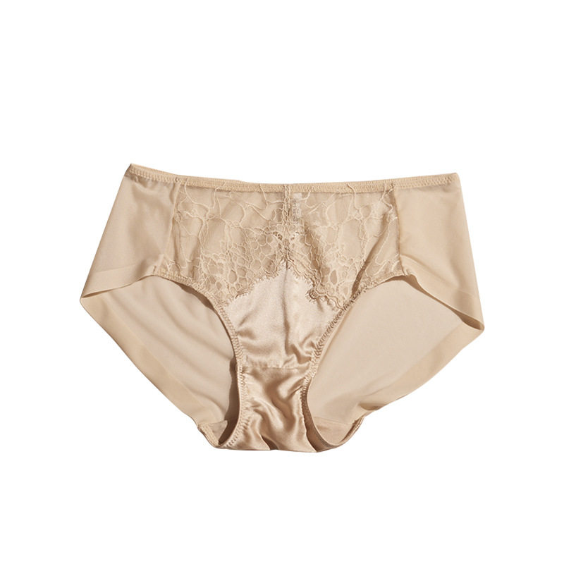 桑蚕丝纯欲无痕蕾丝中腰内裤女