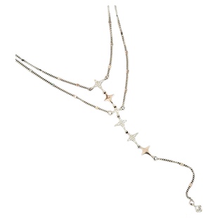 月央星河~双层叠戴星芒流苏项链女高级感胸链身体链长锁骨链配饰