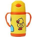 B.Duck小黄鸭儿童保温杯300ml宝宝不锈钢软胶吸管水杯双柄保温壶