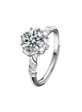 一生所爱戒指莫桑石925纯银情侣小众紧箍咒爱心开口婚戒男女对戒