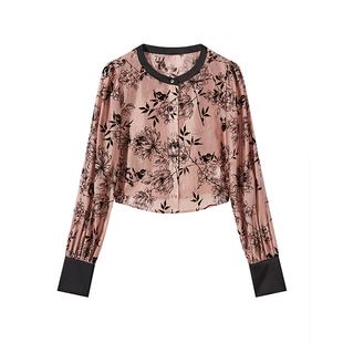 NANASTORE国风衬衫女春季新款宽松长袖防晒衬衣高级感印花白上衣