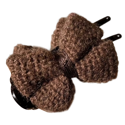 蝴蝶结抓夹女秋冬针织毛线发夹