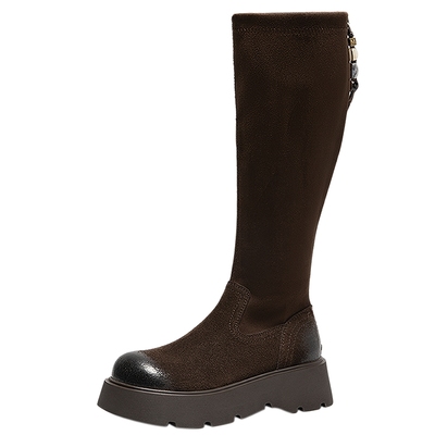 张艺凡同款MIO米奥弹力靴2025冬新款厚底长筒袜靴增高瘦瘦靴女靴