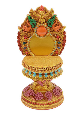 家用增高佛台带背光铜像底座摆件