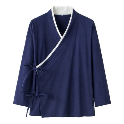 男士汉服棉麻上衣交领右衽外套