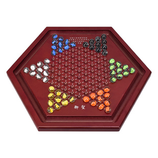 跳跳棋玻璃球儿童益智弹子珠棋盘学生大人木质版多功能大号类玩具