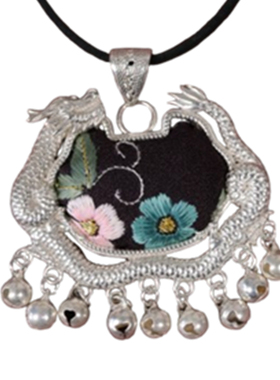 民族风刺绣老绣蓝染龙流苏毛衣链