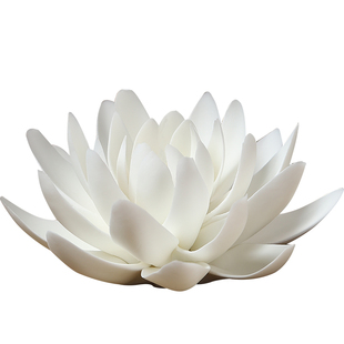 白莲花摆件陶瓷莲花供花仿真花观音佛像装饰禅意车载佛前白色荷花