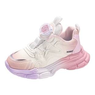 巴布豆女童运动鞋2025冬季新款儿童鞋加绒女孩皮面防水二棉老爹鞋