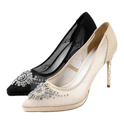 专柜正品诺贝达女鞋蕾丝水钻