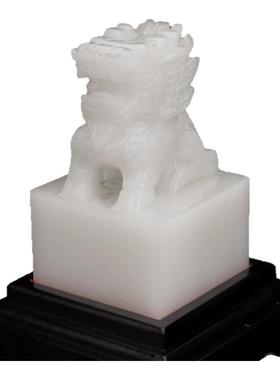 玉石麒麟官印中式客厅玄关摆件