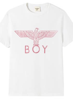 BOYLONDON潮流粉色烫金大翅膀印花短袖夏季男女同款百搭T恤N01322