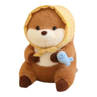 爱吃鱼的水豚系列公仔创意毛绒玩具水獭玩偶布娃娃男女生日礼物