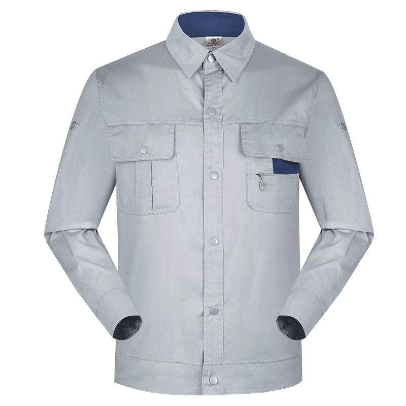 纯棉短袖工作服套装薄款工人厂服夏季服饰男电工全棉长袖女劳保服